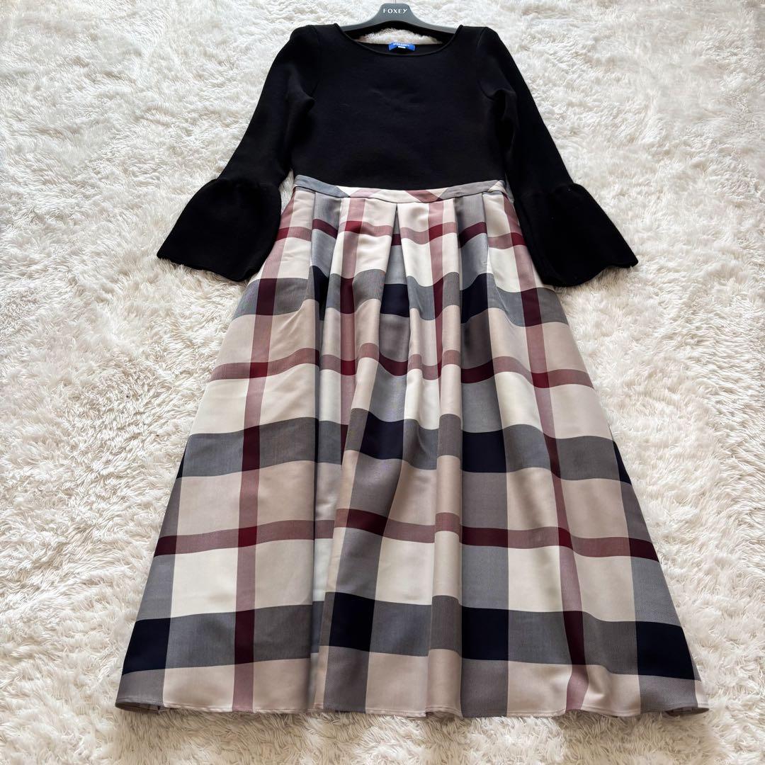 美品✨ブルーレーベルクレストブリッジ　クロッシングツイルニットドッキングドレス