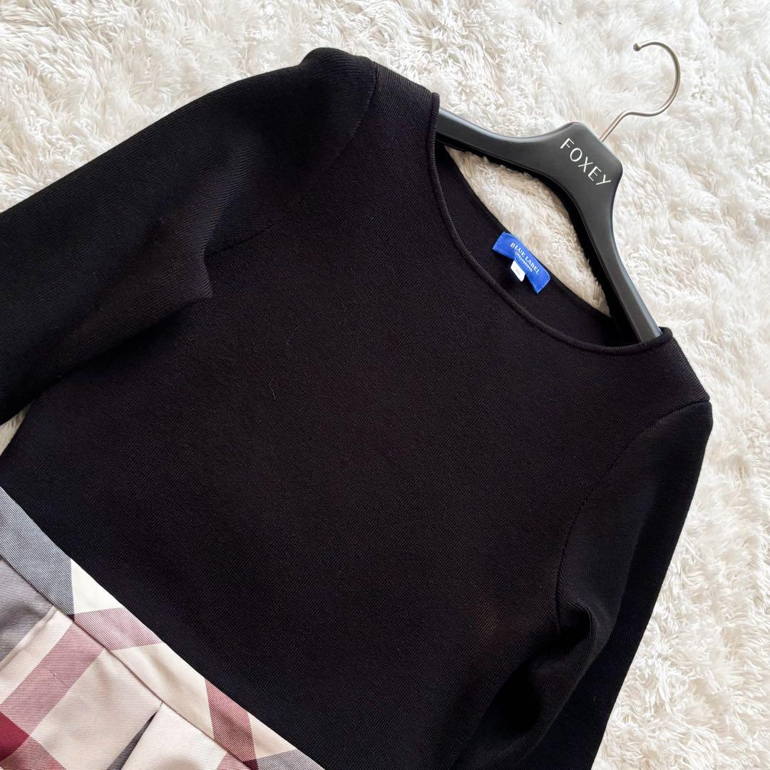 美品✨ブルーレーベルクレストブリッジ　クロッシングツイルニットドッキングドレス