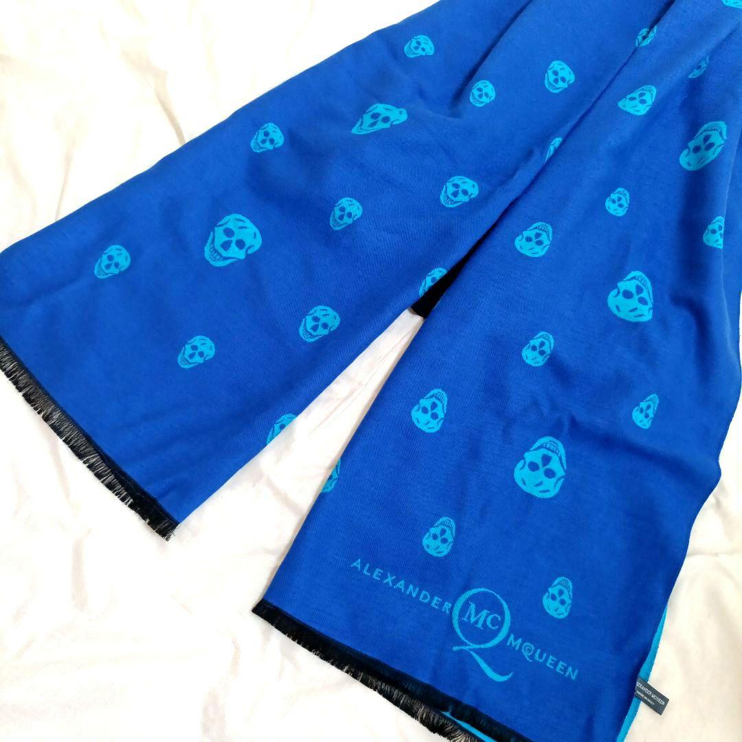 美品ALEXANDER McQUEEN スカル柄大判マフラー　ストール　ウール