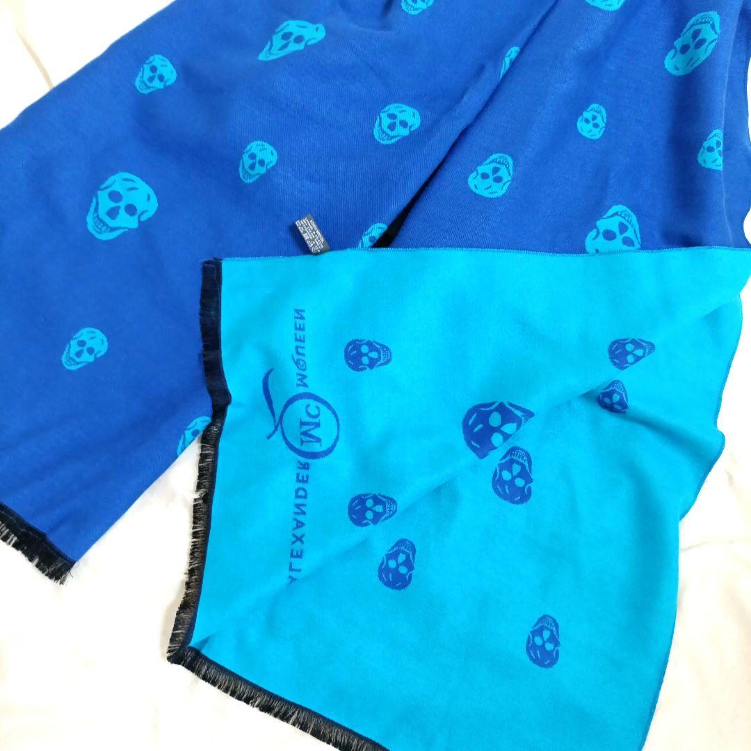 美品ALEXANDER McQUEEN スカル柄大判マフラー　ストール　ウール