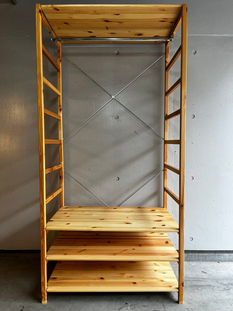 美品★無印 パイン材ユニットシェルフ・ワードローブ 追加棚板付