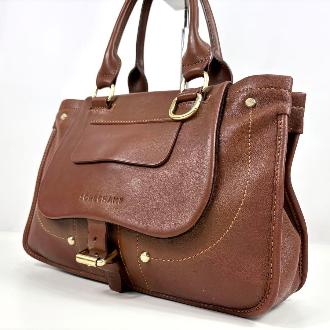LONGCHAMP ロンシャン バルザンレザー トートバッグ ハンドバッグ 茶色
