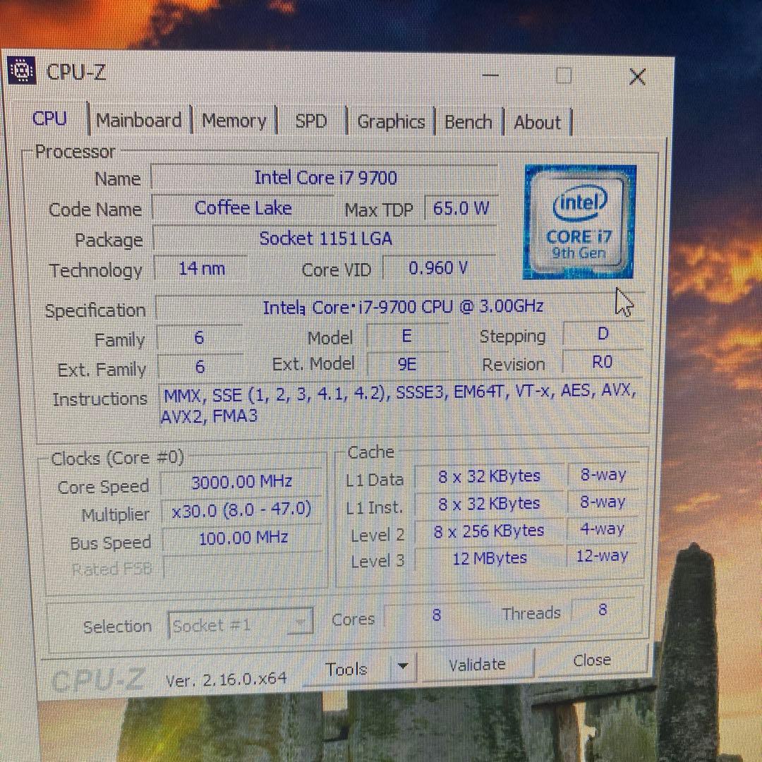 【動作品】Core i7-9700 本体のみ／動作確認済み
