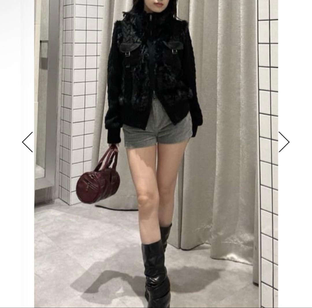 専用 lagua gem ケーブルファーニットブルゾン　ブラック ラグアジェム