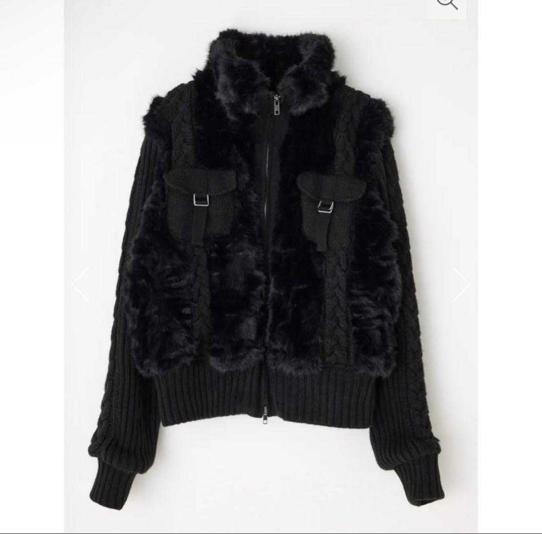 専用 lagua gem ケーブルファーニットブルゾン　ブラック ラグアジェム