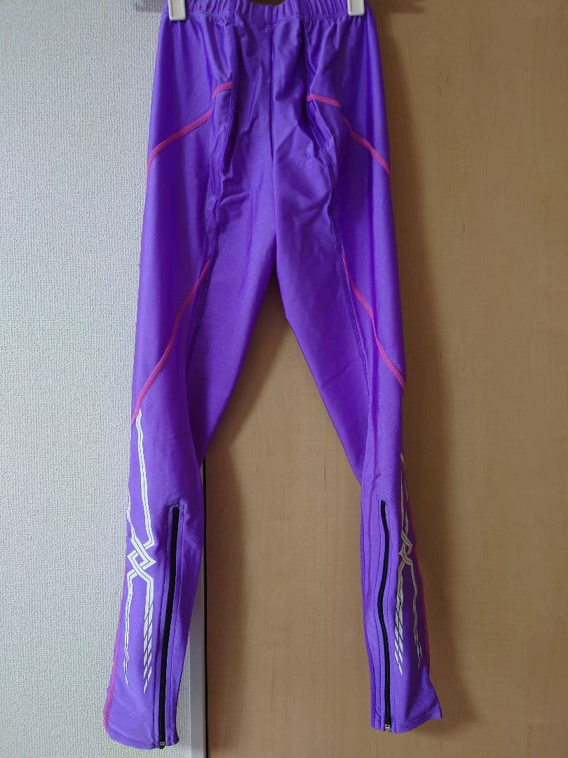 新品 別注 Mizuno 女子 陸上 ロング タイツ 紫 ピンク M