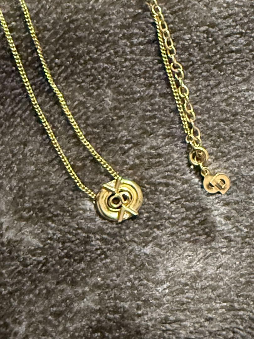 Christian Dior CDロゴ チェーンネックレス ラインストーン
