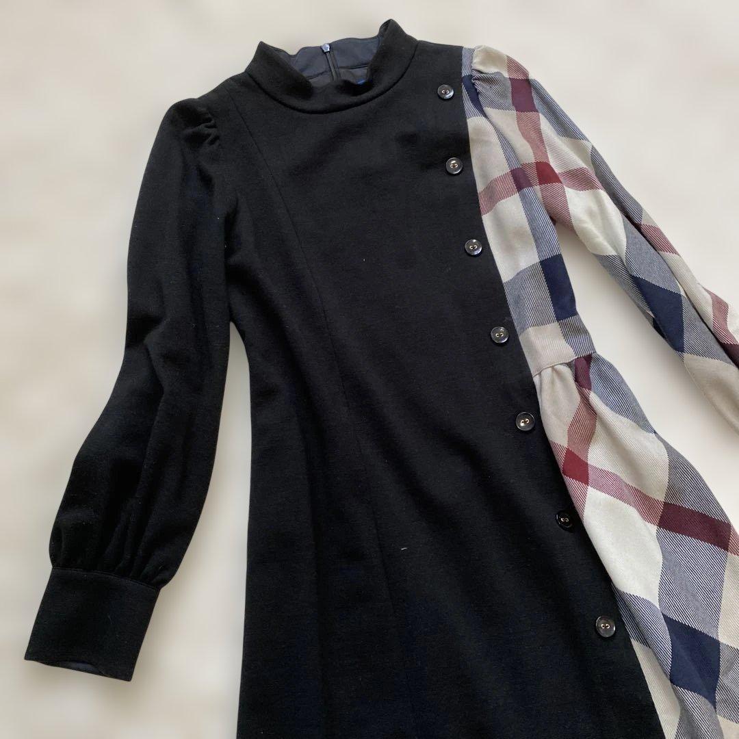 BLUE LABEL CRESTBRIDGE ウールMIXポンチコンビワンピース