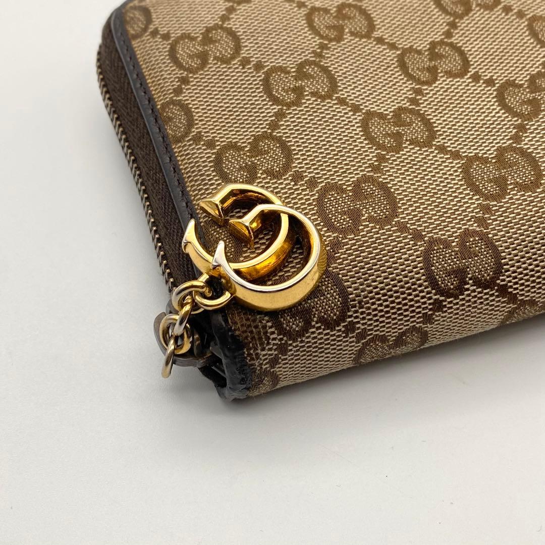 GUCCI・グッチ・長財布・GGキャンバス・ブラウン・インターロッキングG
