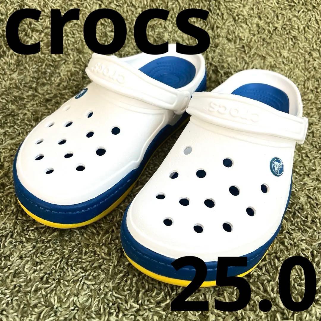 新品　crocs クロックス フロント コート クロッグ 25cm 廃番　白　青