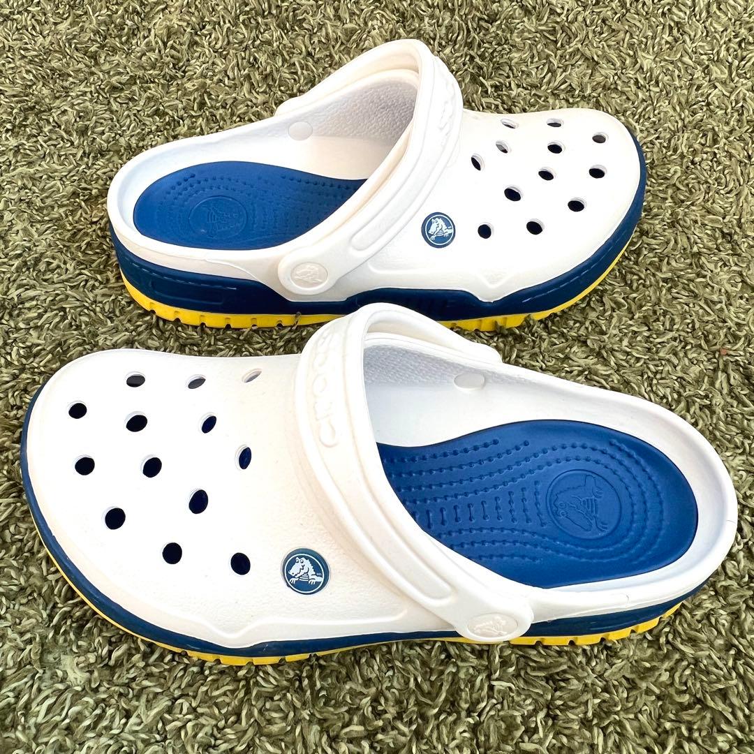 新品　crocs クロックス フロント コート クロッグ 25cm 廃番　白　青
