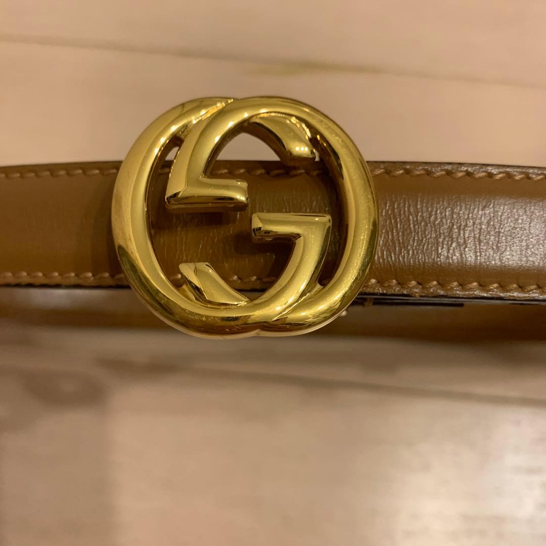 GUCCI ブラウンレザーベルト 70.28