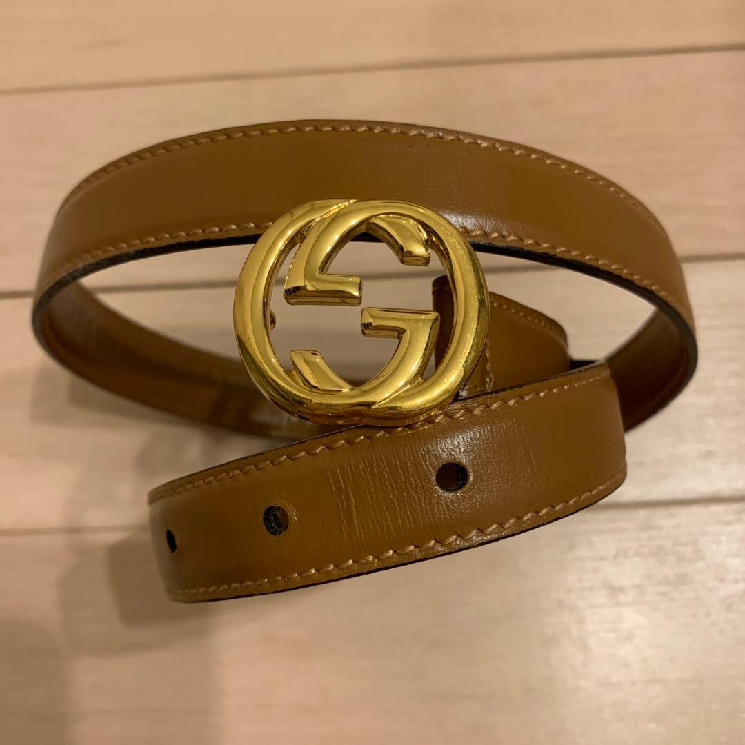 GUCCI ブラウンレザーベルト 70.28