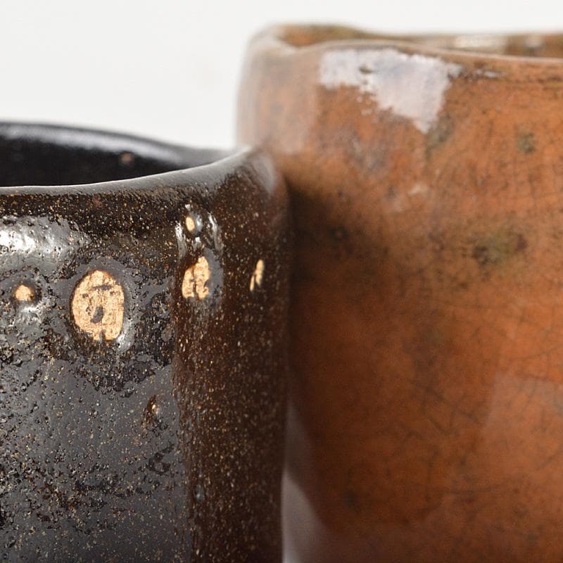 茶道具　古い赤楽茶碗　黒楽茶碗　2点まとめて　M　R6786