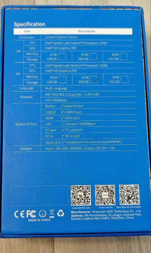 小型パソコン ミニPC Beelink J45