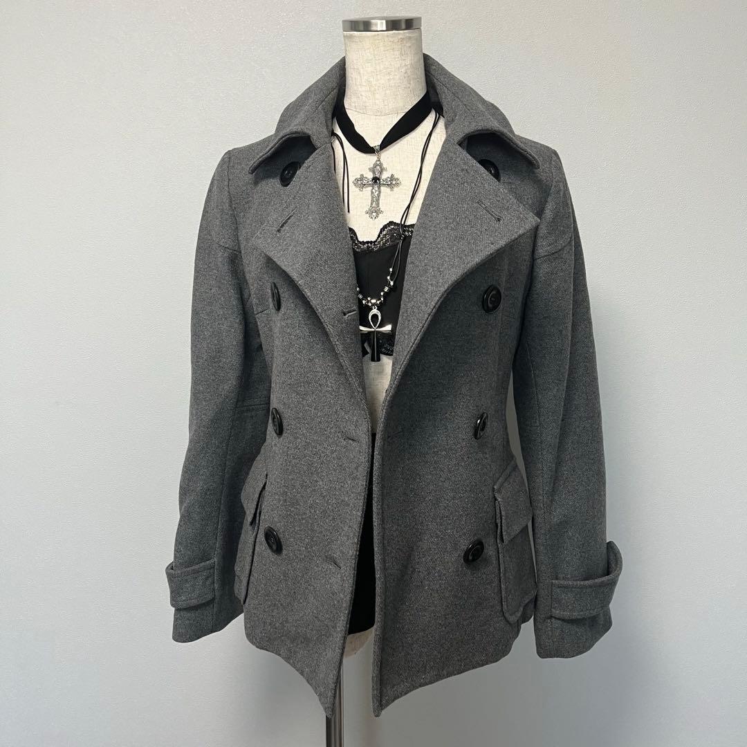 ダークコア ピーコート ウールコート 韓国 海外ガール ゴシック y2k 平成