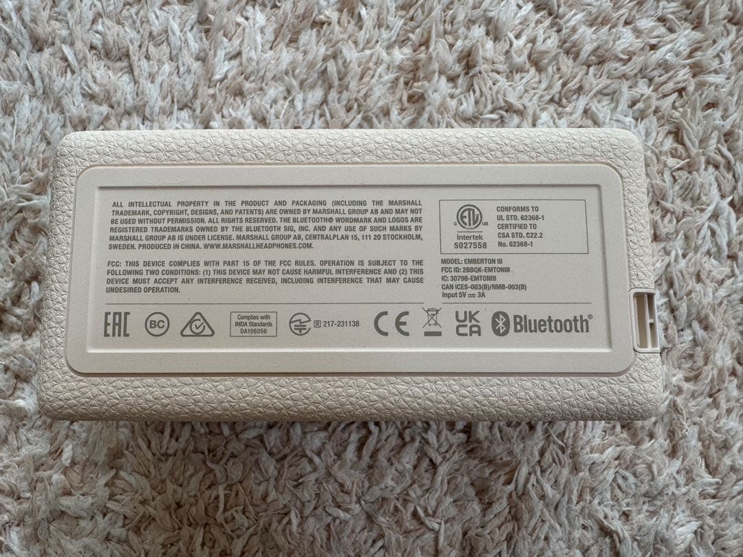 Marshall Emberton III（カラー：Cream）