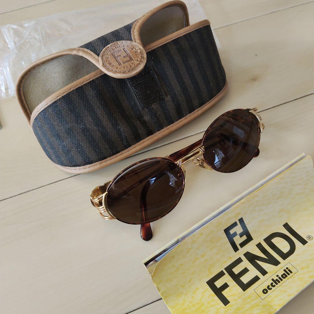 【美品】FENDI フェンディ ゴールドフレーム ブラウンレンズ サングラス