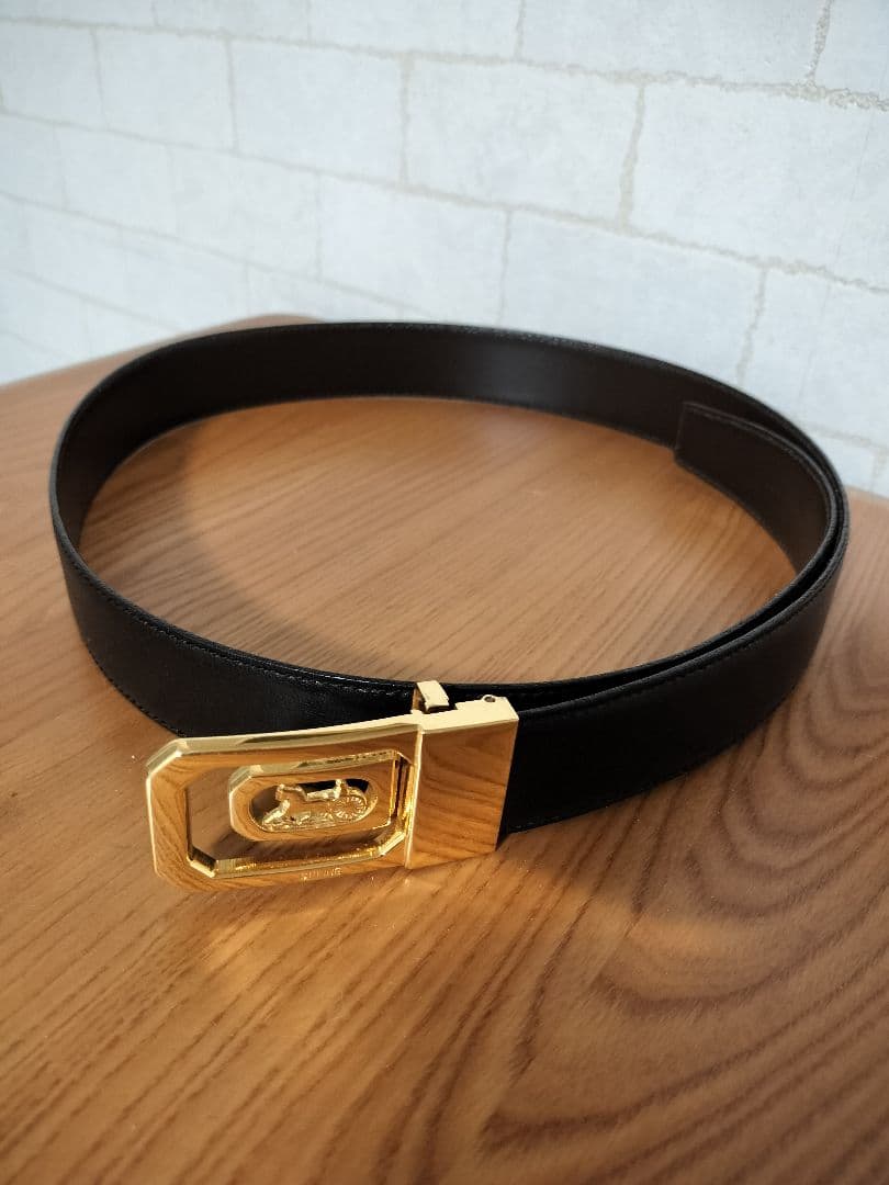 CELINE ゴールド 馬車モチーフ ベルト ブラック