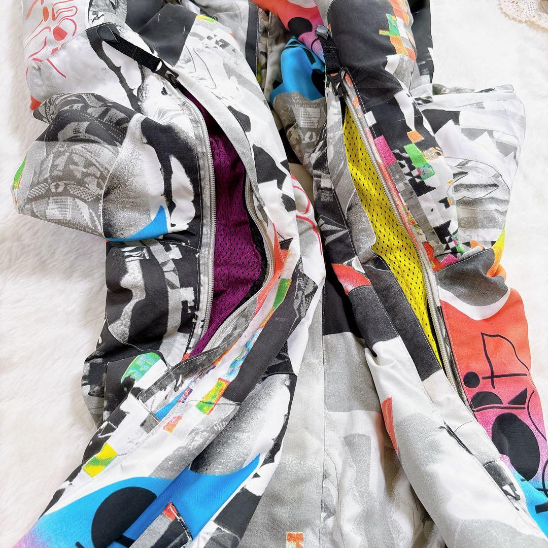 ボルコム スノーボードウェア スキー ジャケット L 総柄 派手 レディース