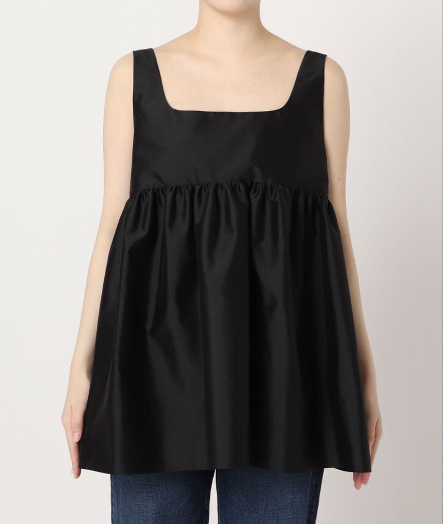 Plage 黒のスクエアネックノースリーブチュニック