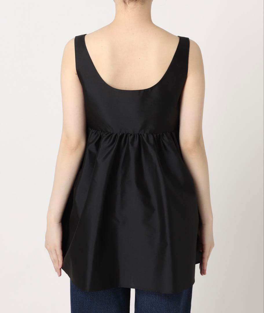 Plage 黒のスクエアネックノースリーブチュニック