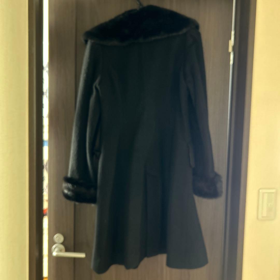 ウール コート 黒 ファー付き