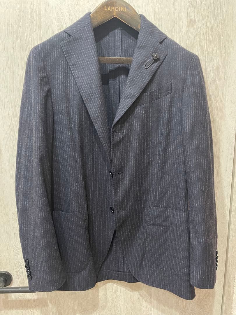 LARDINI ストライプ セットアップスーツ ネイビー サイズXS