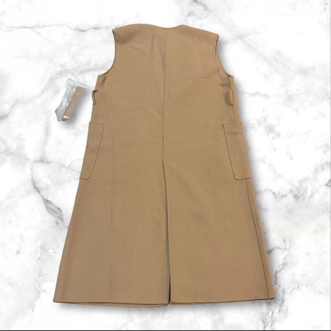【UNITED ARROWS】リバー ノーカラー ベスト　ベージュ