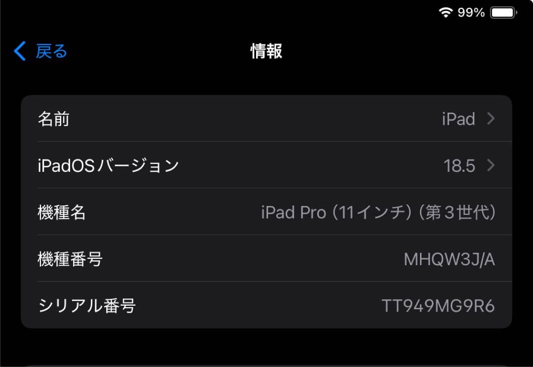 iPad Pro 11インチ　第3世代　スペースグレイ　傷あり