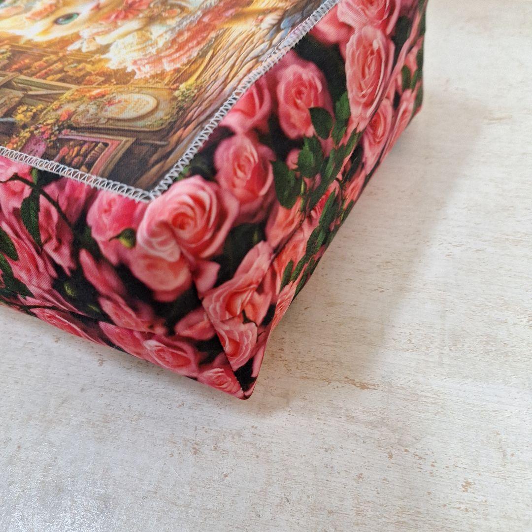 激レアねこパネル生地　ハンドメイド　布バスケット