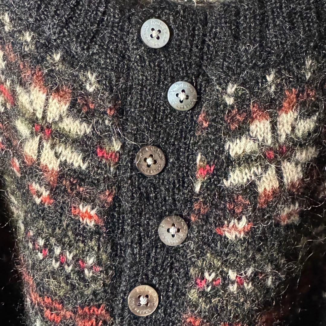 超希少★カールヘルム モヘアニット ヘンリーネック ノルディック柄 黒 XL程度