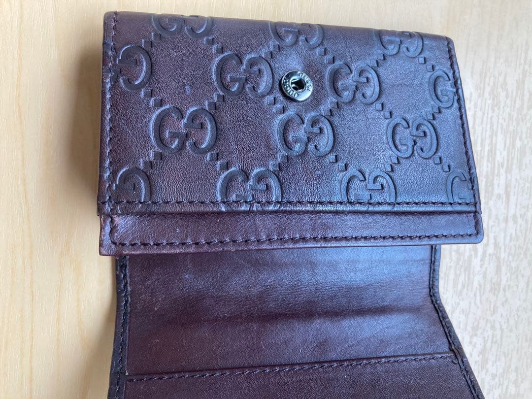 GUCCI ブラウンレザー 名刺入れ GGパターン