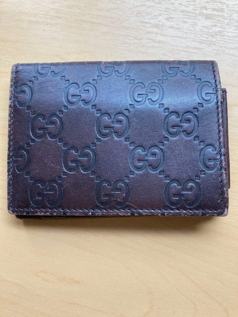 GUCCI ブラウンレザー 名刺入れ GGパターン