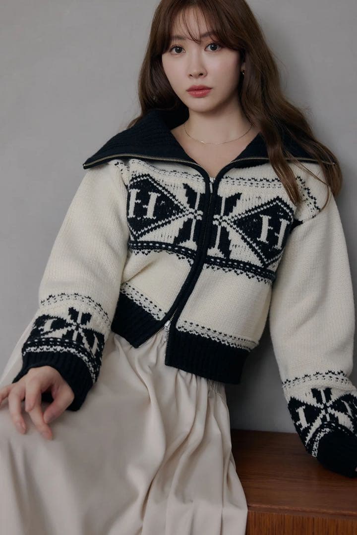 ジャケット・アウター herlipto H Nordic Knit Zip Jacket