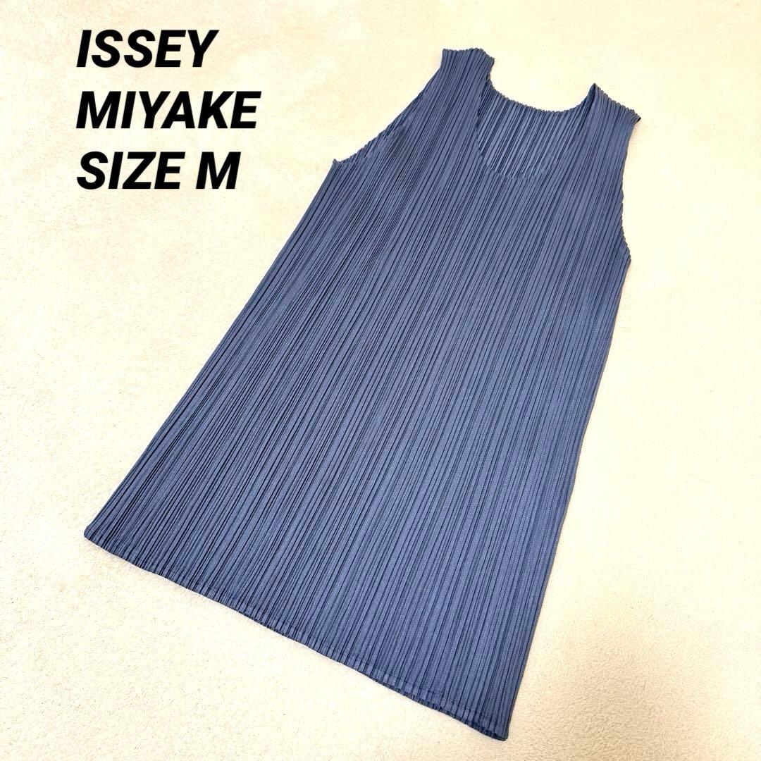 極美品✨ISSEY MIYAKE プリーツ　ネイビー　チュニック　ノースリーブ