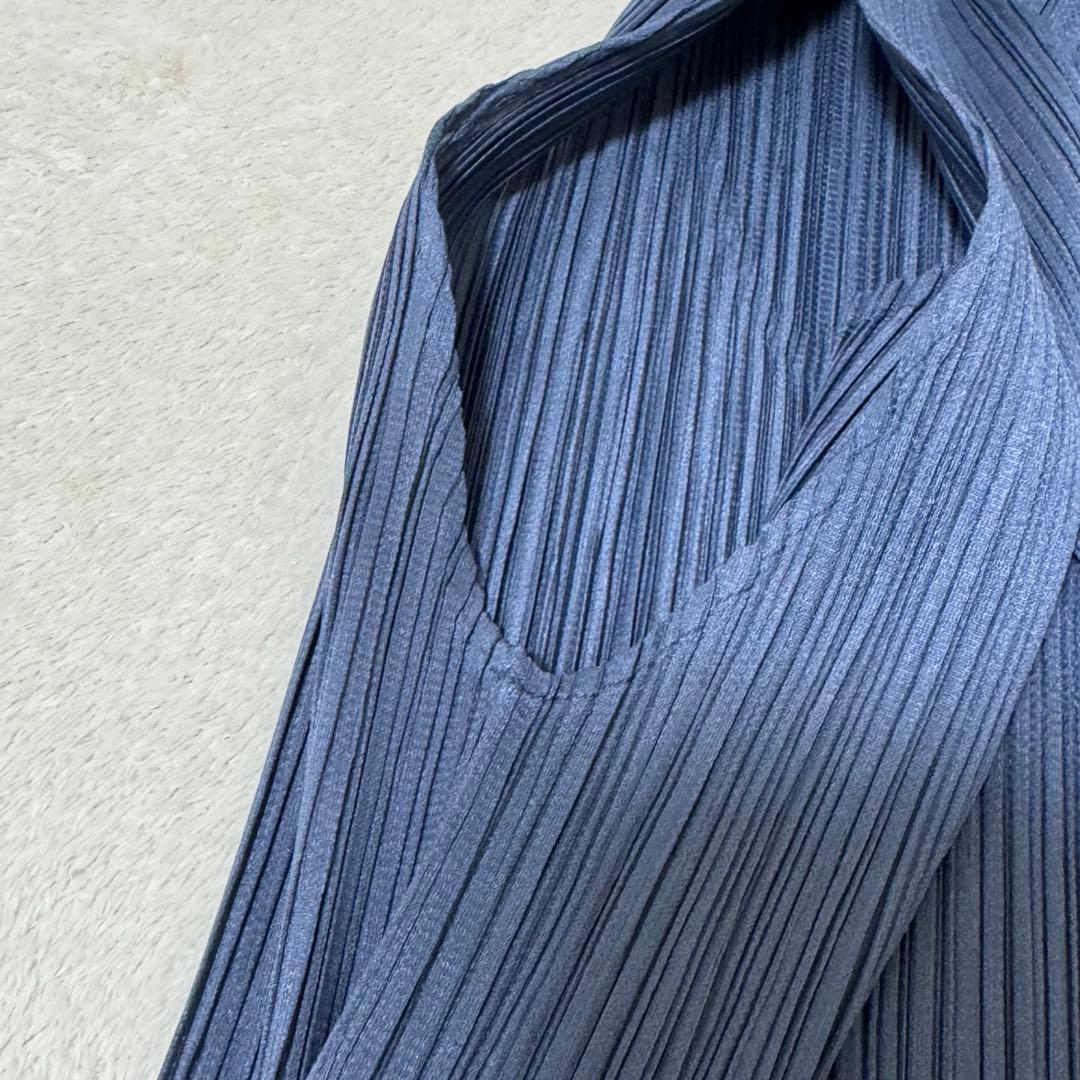 極美品✨ISSEY MIYAKE プリーツ　ネイビー　チュニック　ノースリーブ
