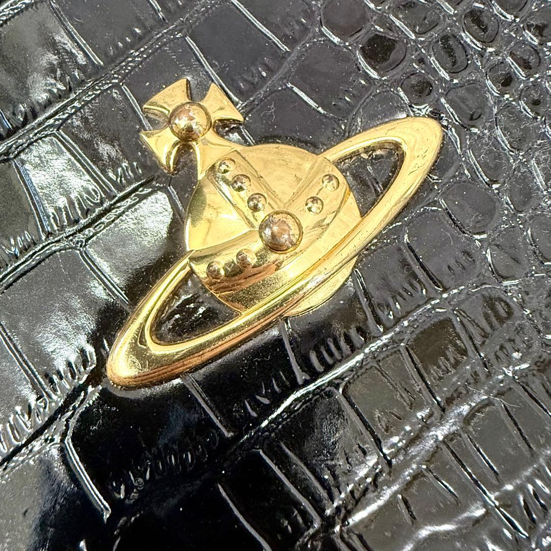 ゆ*こ様 ヴィヴィアンウエストウッド レザーハートハンドバッグ 金オーブロゴトー