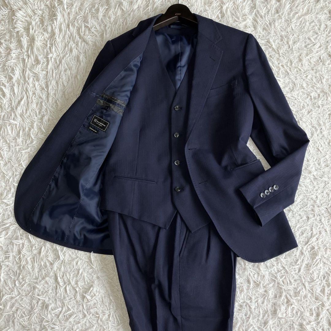 ◎美品 PSFA プレミアムライン A6 ネイビー スリーピース 高見えスーツ1