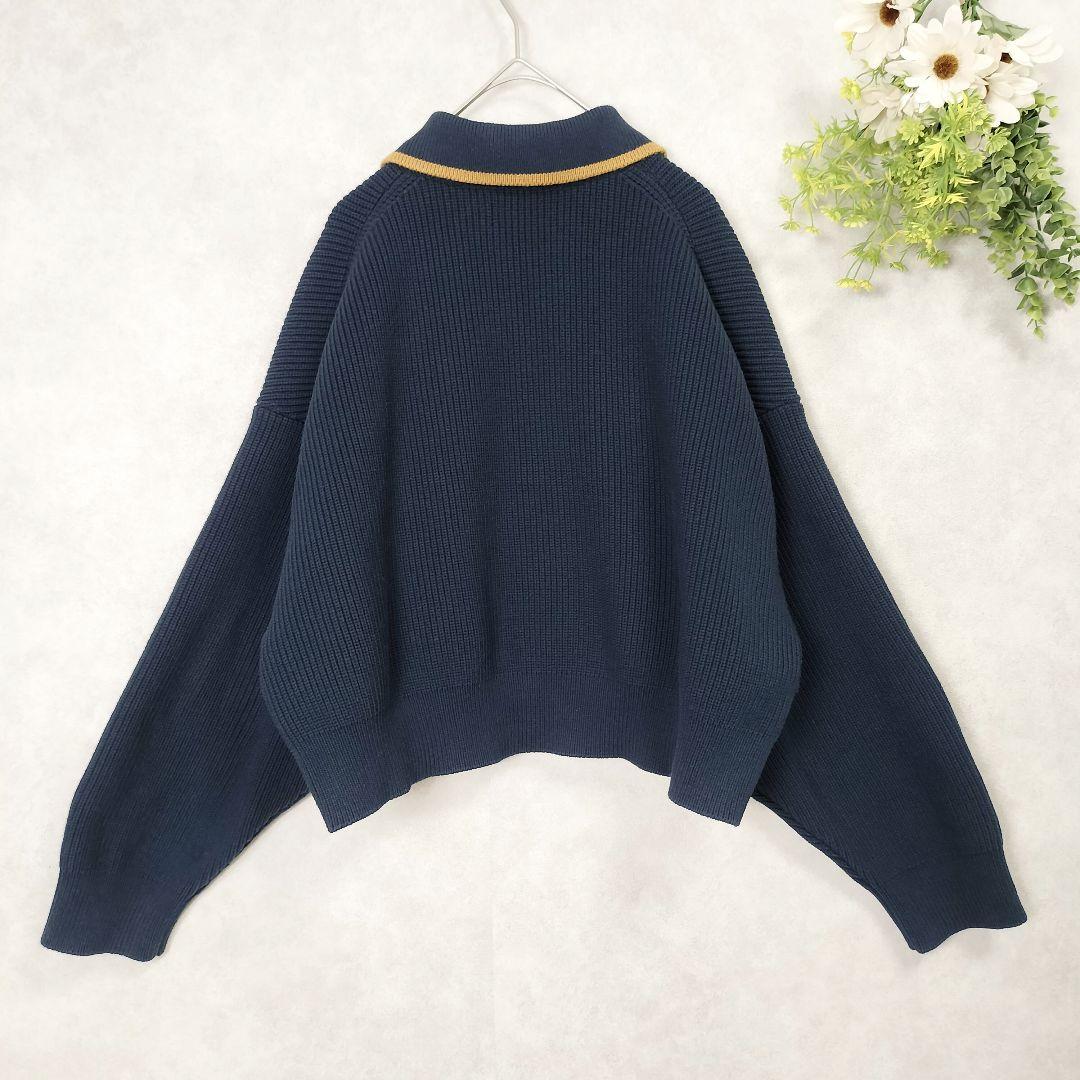 フレッドペリー レイビームス 別注 ネイビー チップドカラーカーディガン