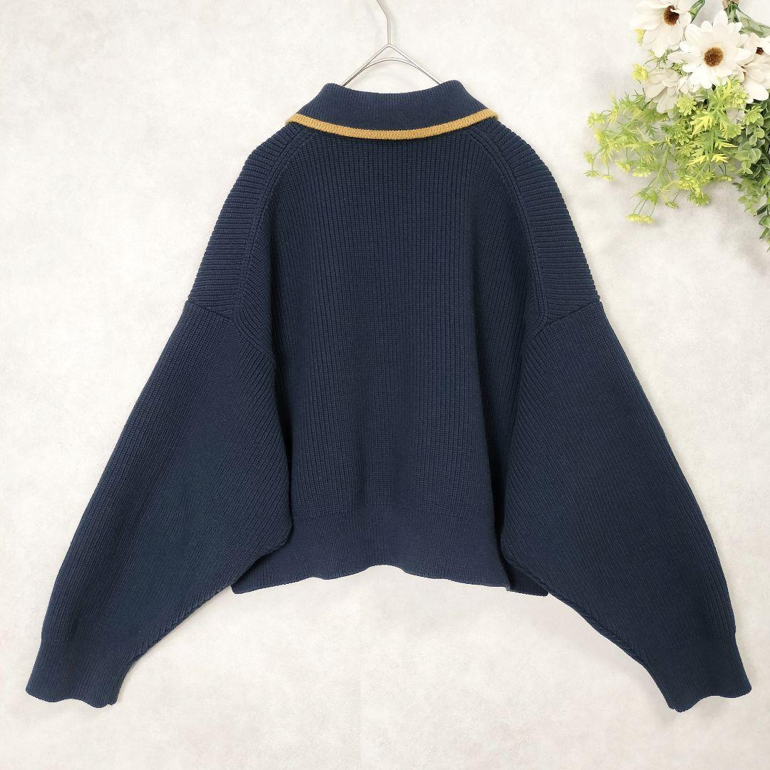 フレッドペリー レイビームス 別注 ネイビー チップドカラーカーディガン