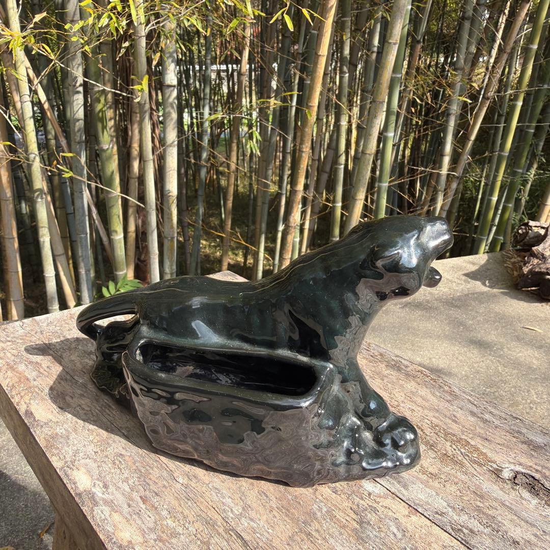 ブラックパンサー 陶器　置物　ミッドセンチュリー　ヴィンテージ　50-60s