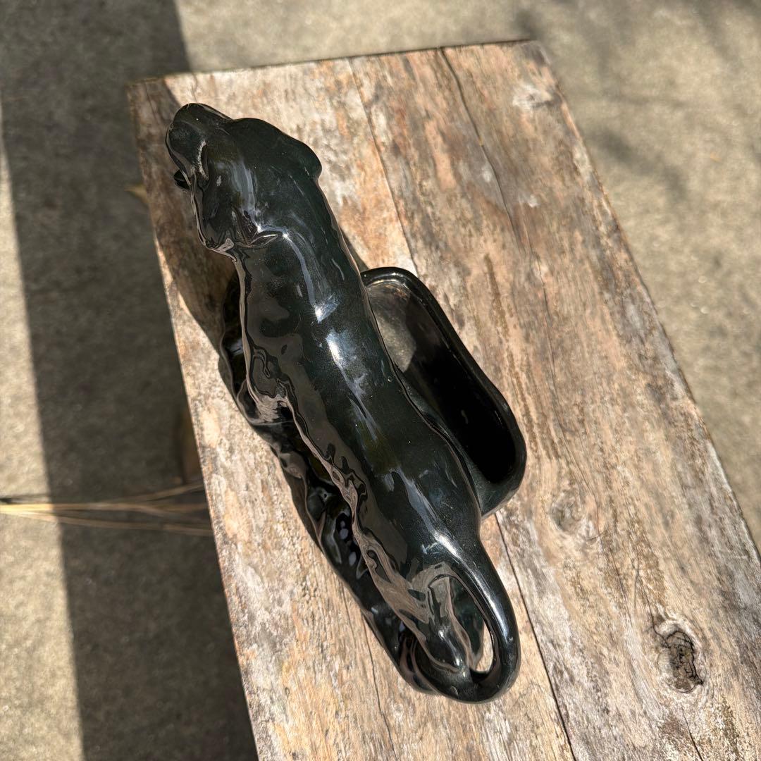 ブラックパンサー 陶器　置物　ミッドセンチュリー　ヴィンテージ　50-60s