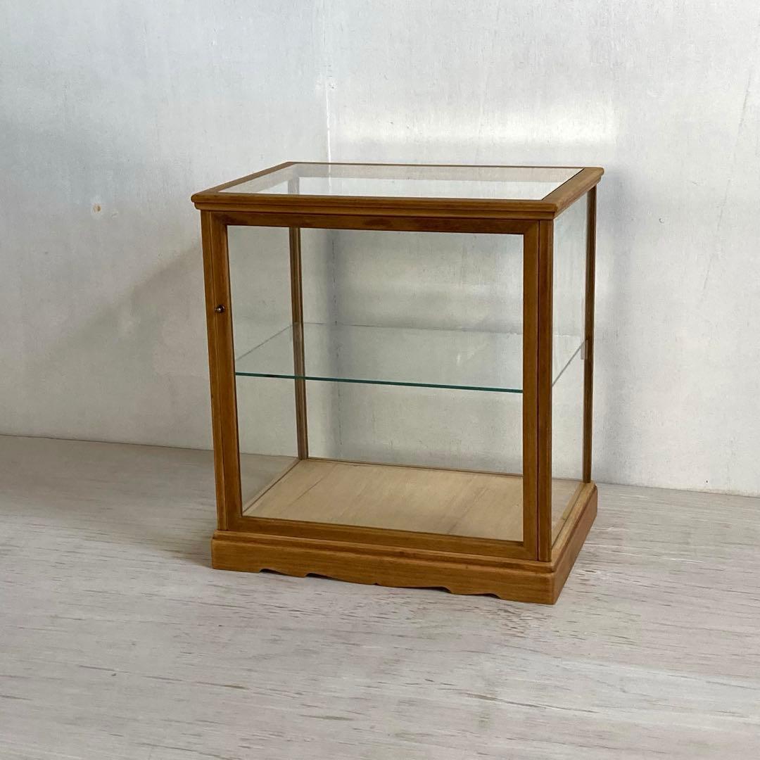 g311 古い木製 ガラスケース 2段 卓上 ショーケース 展示ケース 店舗什器