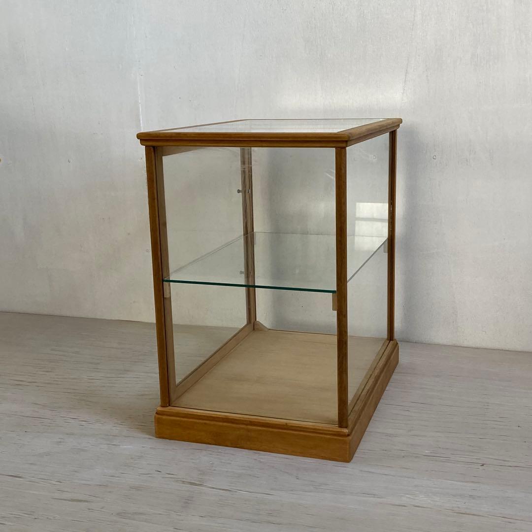 g311 古い木製 ガラスケース 2段 卓上 ショーケース 展示ケース 店舗什器