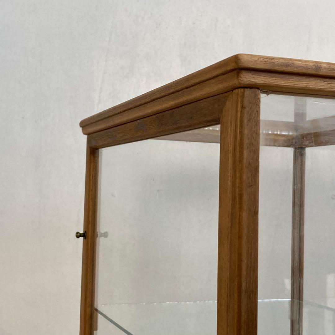 g311 古い木製 ガラスケース 2段 卓上 ショーケース 展示ケース 店舗什器