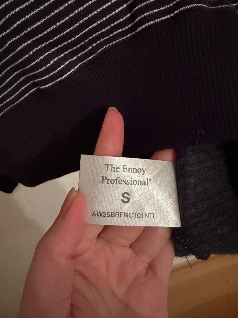 ENNOY エンノイBORDER CREW NECK SWEAT BLACK S