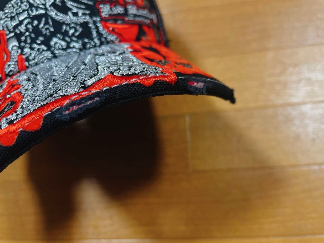 red monkey 炎 ファイア 刺繍 キャップ 帽子 ブラック エンペラー