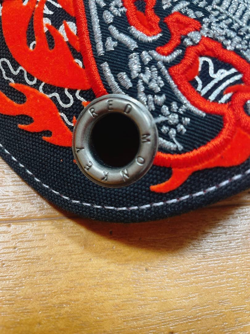 red monkey 炎 ファイア 刺繍 キャップ 帽子 ブラック エンペラー