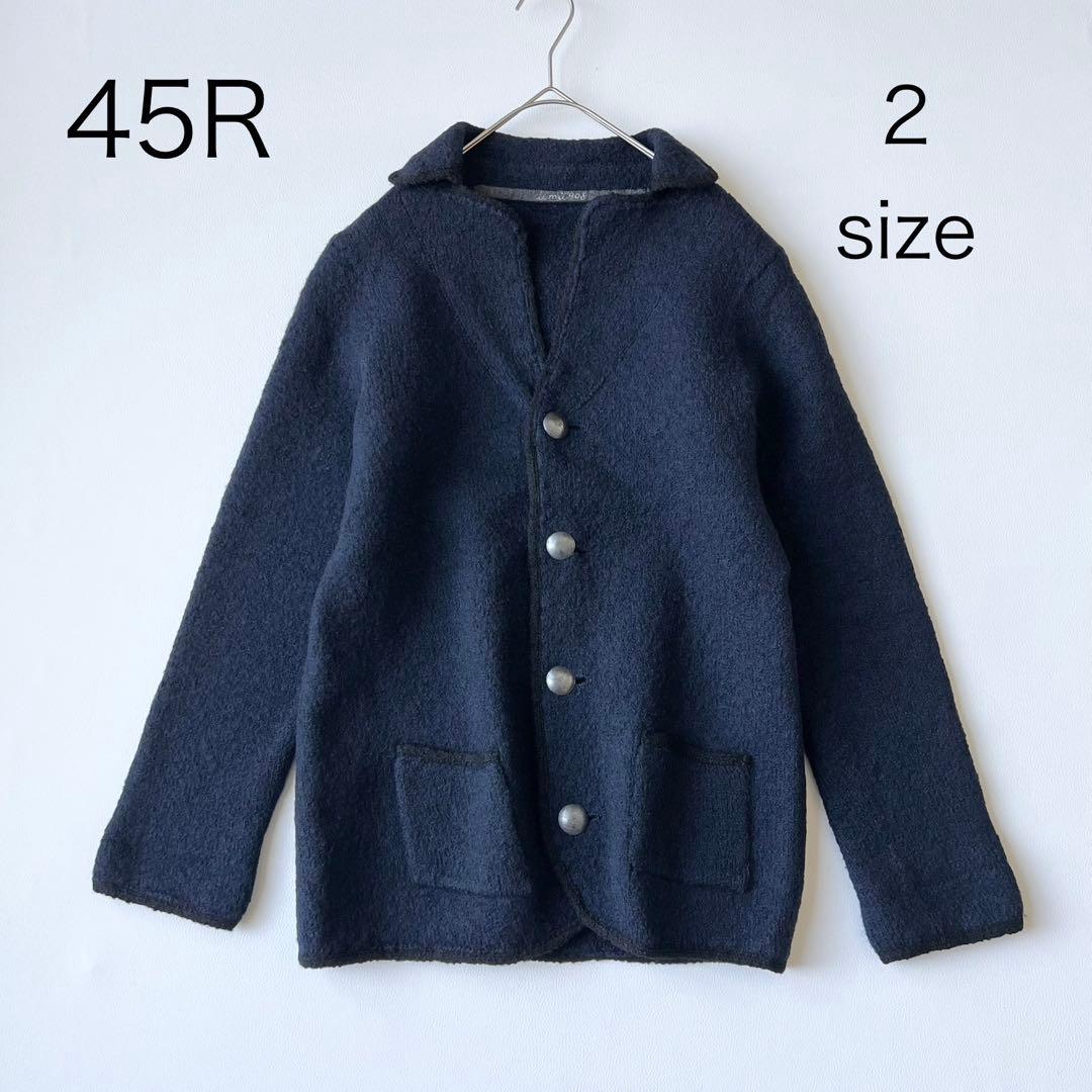 4888【美品】45R ニットジャケット アルパカ umii908 銀ボタン M